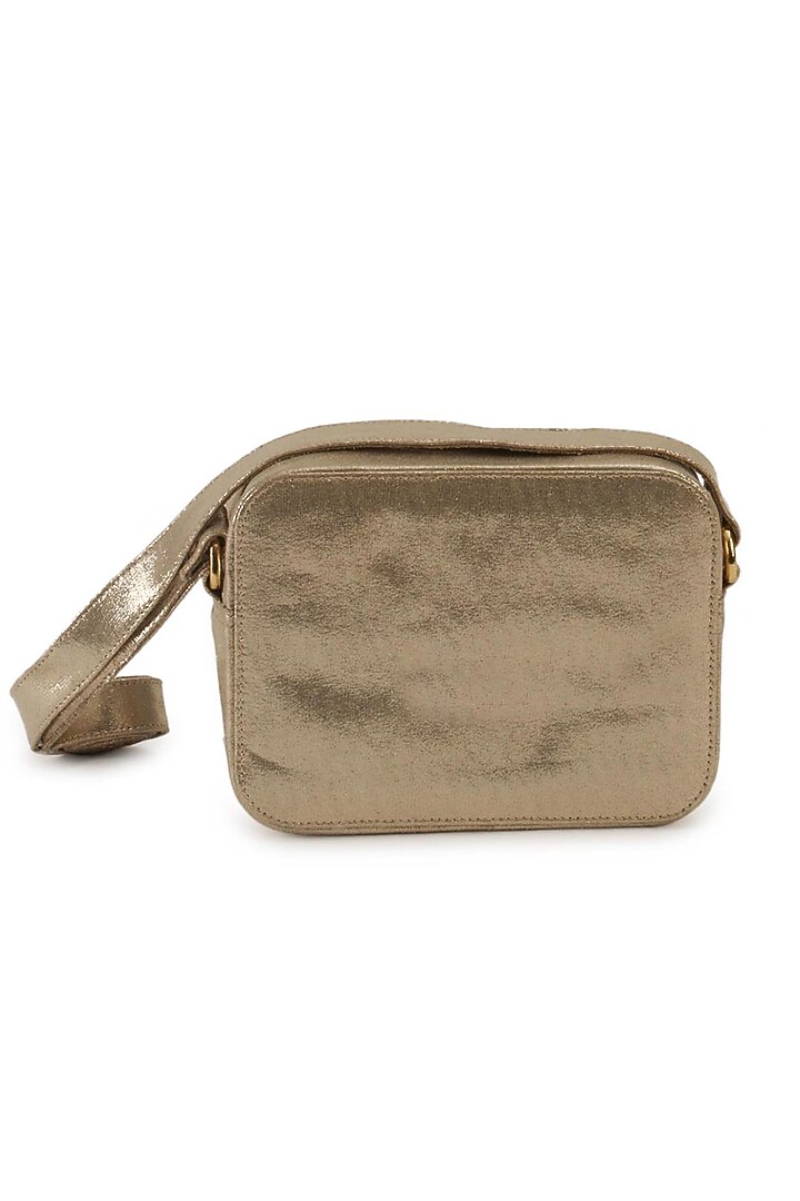 Gold Raw Silk Hand Embroidered Clutch by The Purple Sack at Pernia's Pop Up Shop