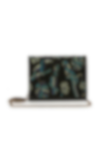 Multi-Colored Raw Silk Hand Embroidered Clutch by The Purple Sack at Pernia's Pop Up Shop