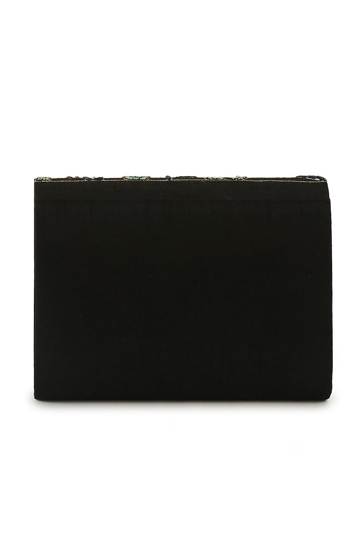 Multi-Colored Raw Silk Hand Embroidered Clutch by The Purple Sack at Pernia's Pop Up Shop