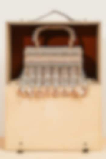 Gold Raw Silk Hanging Box Handcrafted Clutch by The Purple Sack at Pernia's Pop Up Shop