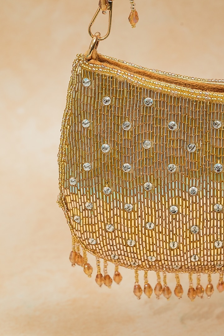Golden Raw Silk Handcrafted Clutch by The Purple Sack at Pernia's Pop Up Shop