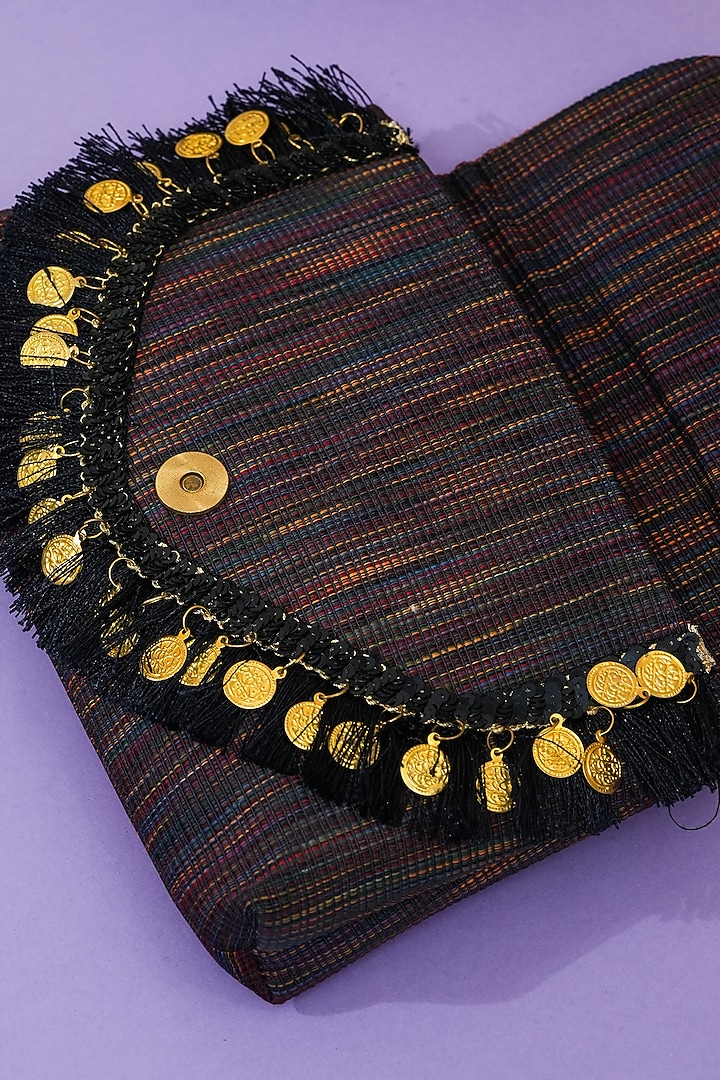 Multi-Colored Jacquard Handcrafted Boho Clutch by The Purple Sack at Pernia's Pop Up Shop