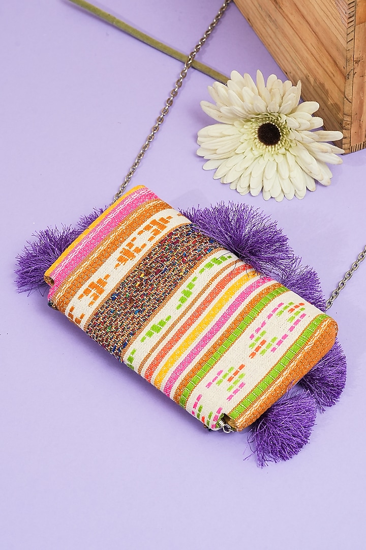 Multi-Colored Jacquard Handcrafted Clutch by The Purple Sack at Pernia's Pop Up Shop
