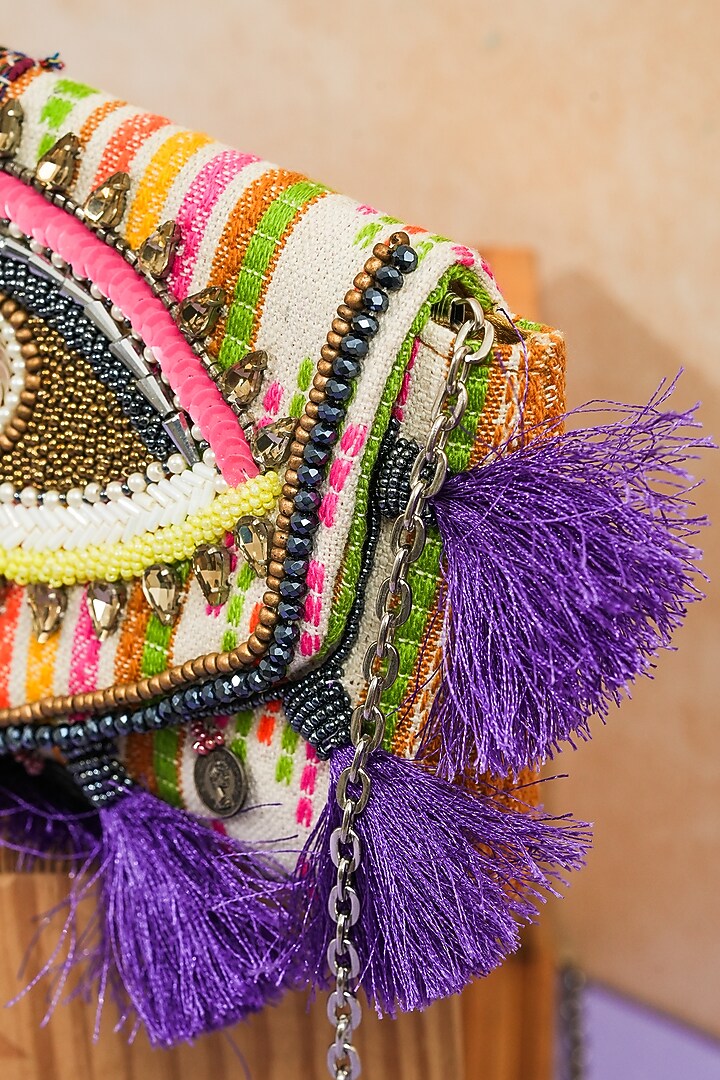 Multi-Colored Jacquard Handcrafted Clutch by The Purple Sack at Pernia's Pop Up Shop