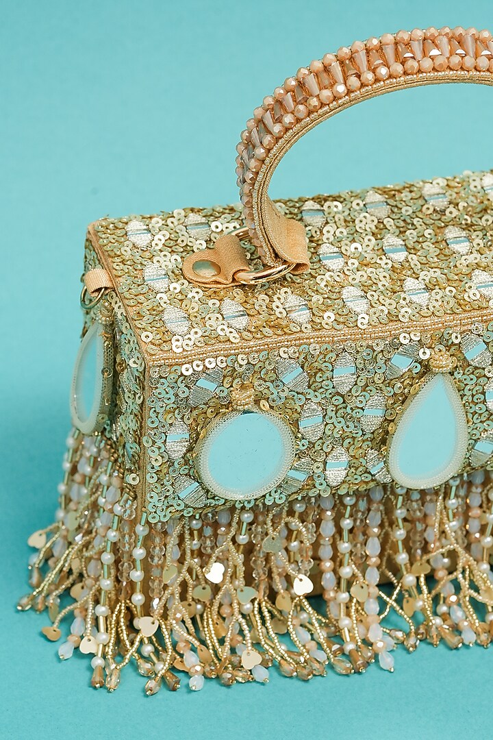 Multi-Colored Raw Silk Handcrafted Clutch by The Purple Sack at Pernia's Pop Up Shop