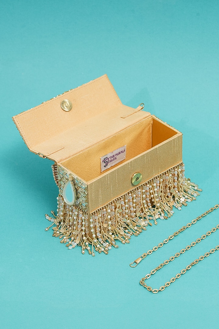 Multi-Colored Raw Silk Handcrafted Clutch by The Purple Sack at Pernia's Pop Up Shop