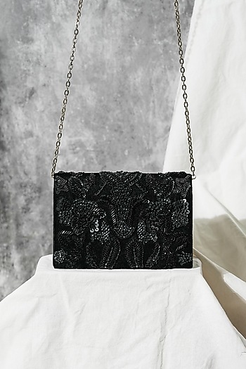 Black Velvet Handcrafted Clutch by The Purple Sack at Pernia's Pop Up Shop