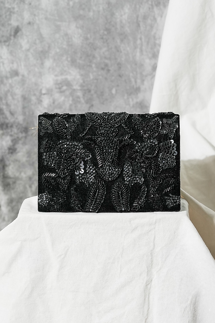 Black Velvet Handcrafted Clutch by The Purple Sack at Pernia's Pop Up Shop