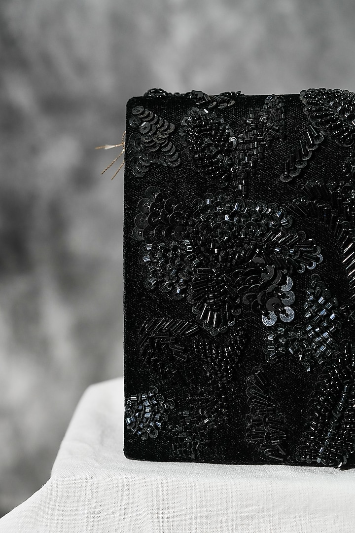 Black Velvet Handcrafted Clutch by The Purple Sack at Pernia's Pop Up Shop