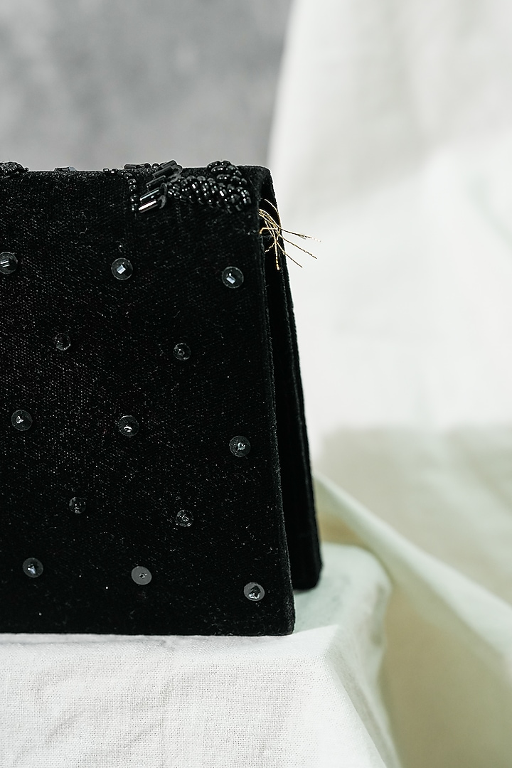Black Velvet Handcrafted Clutch by The Purple Sack at Pernia's Pop Up Shop