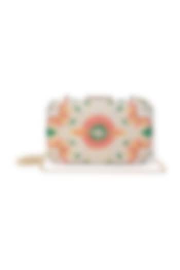 Multi-Colored Raw Silk Hand Embroidered Clutch by The Purple Sack at Pernia's Pop Up Shop
