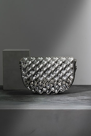 Grey Raw Silk Ombre Handcrafted Clutch by The Purple Sack at Pernia's Pop Up Shop