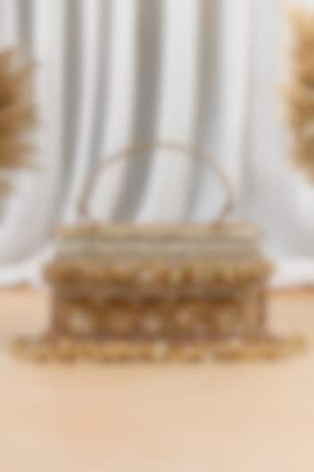 Gold Raw Silk Handcrafted Clutch by The Purple Sack at Pernia's Pop Up Shop