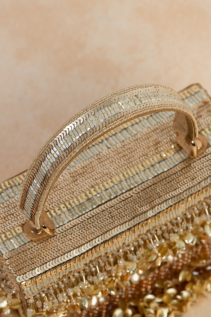 Gold Raw Silk Handcrafted Clutch by The Purple Sack at Pernia's Pop Up Shop