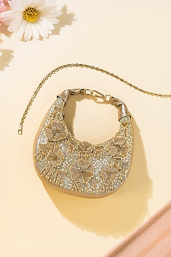 Gold Leatherette Handcrafted Clutch by The Purple Sack at Pernia's Pop Up Shop