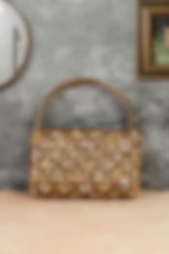 Gold Raw Silk Handcrafted Clutch by The Purple Sack at Pernia's Pop Up Shop