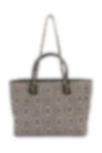 Black Jacquard Handcrafted Tote Bag by The Purple Sack at Pernia's Pop Up Shop