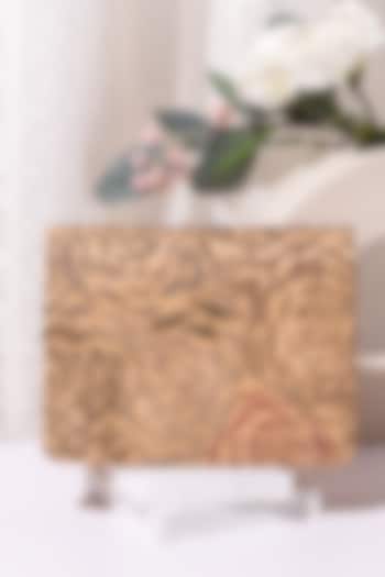 Rose Gold Raw Silk Bead Hand Embroidered Clutch by The Purple Sack at Pernia's Pop Up Shop