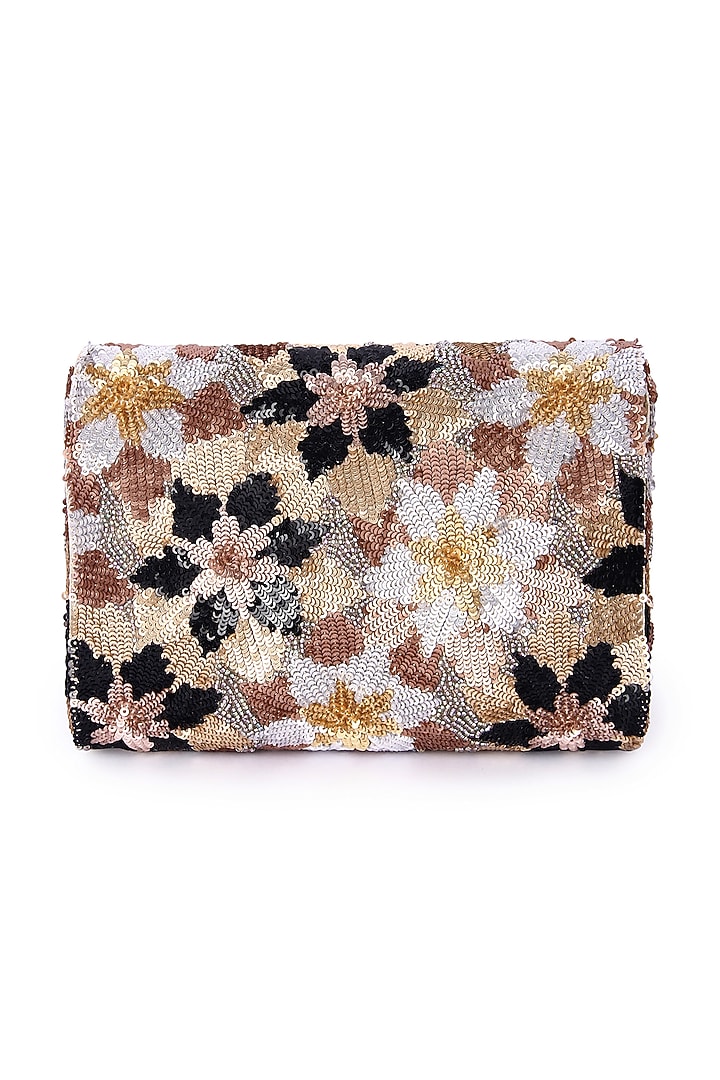Gold Raw Silk Hand Embroidered Clutch by The Purple Sack at Pernia's Pop Up Shop