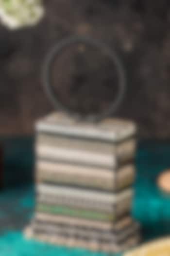 Black Raw Silk Hand Embroidered Rectangular Clutch by The Purple Sack at Pernia's Pop Up Shop