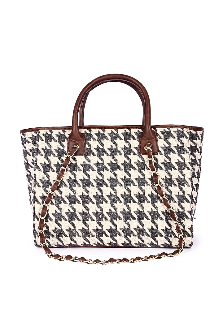 Black & White Jacquard Handcrafted Tote Bag by The Purple Sack at Pernia's Pop Up Shop