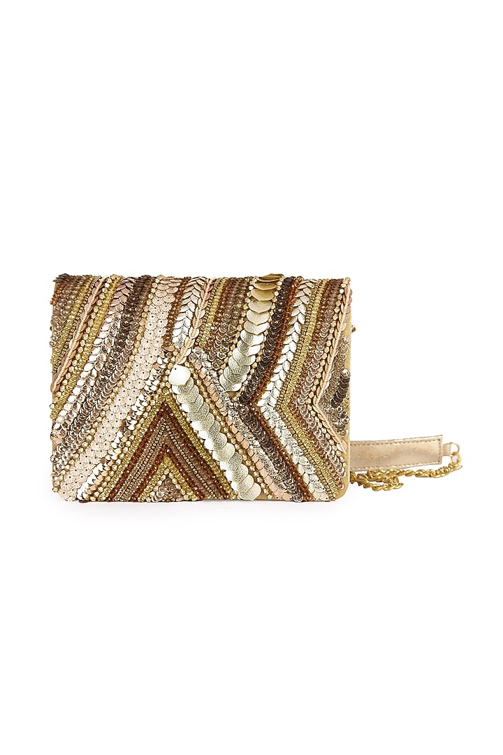 Gold Raw Silk Handmade Clutch by The Purple Sack at Pernia's Pop Up Shop