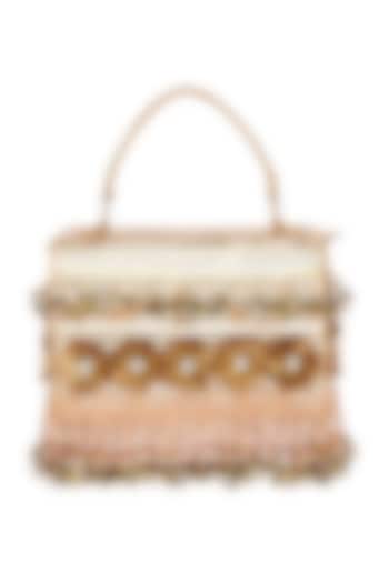 Gold Raw Silk Hand Embroidered Clutch by The Purple Sack at Pernia's Pop Up Shop