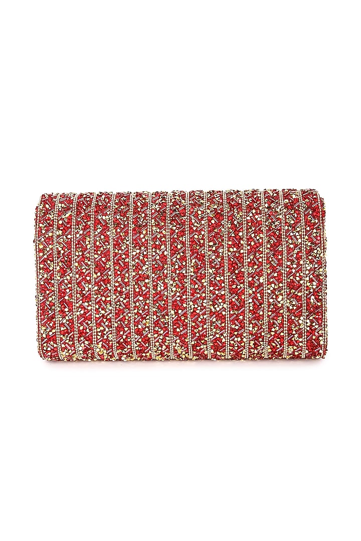Red Raw Silk Handmade Clutch by The Purple Sack at Pernia's Pop Up Shop