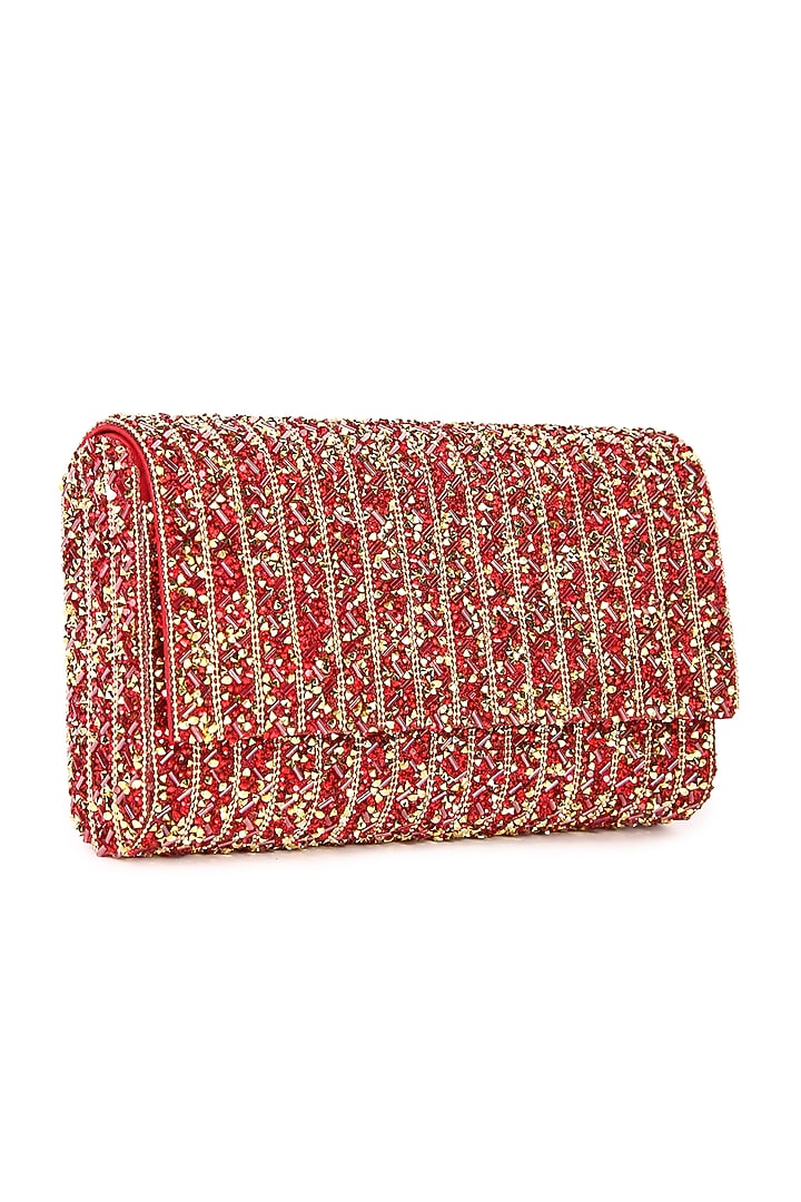 Red Raw Silk Handmade Clutch by The Purple Sack at Pernia's Pop Up Shop