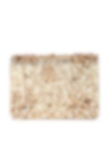 Golden Leatherette Hand Embroidered Clutch by The Purple Sack at Pernia's Pop Up Shop