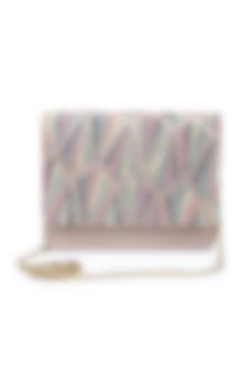 Multi-Colored Raw Silk Hand Embroidered Clutch by The Purple Sack at Pernia's Pop Up Shop