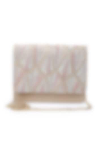 Multi-Colored Raw Silk Hand Embroidered Clutch by The Purple Sack at Pernia's Pop Up Shop