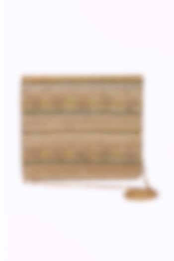 Gold Raw Silk Hand Embroidered Clutch by The Purple Sack at Pernia's Pop Up Shop