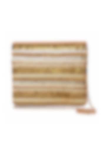 Gold Raw Silk Hand Embroidered Clutch by The Purple Sack at Pernia's Pop Up Shop