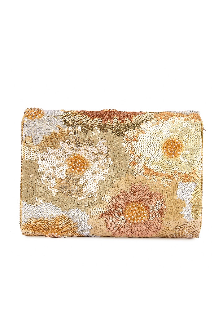 Multi-Colored Raw Silk Hand Embroidered Clutch by The Purple Sack at Pernia's Pop Up Shop