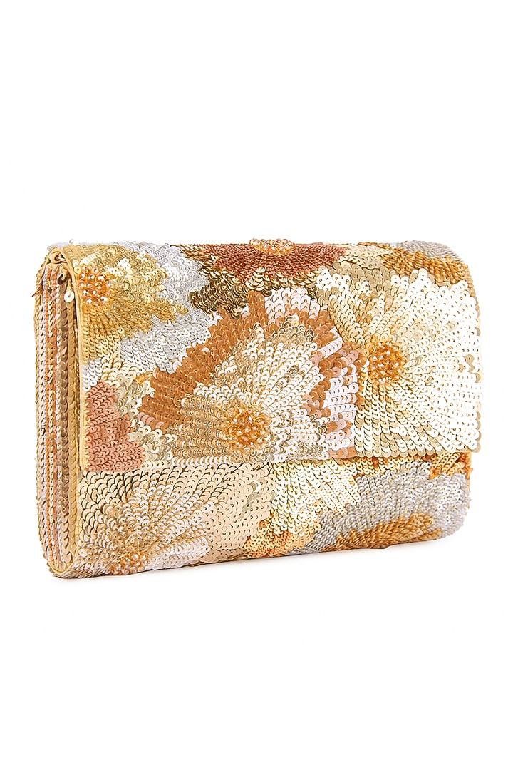 Multi-Colored Raw Silk Hand Embroidered Clutch by The Purple Sack at Pernia's Pop Up Shop