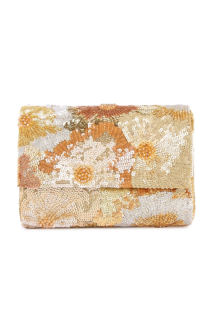Multi-Colored Raw Silk Hand Embroidered Clutch by The Purple Sack at Pernia's Pop Up Shop