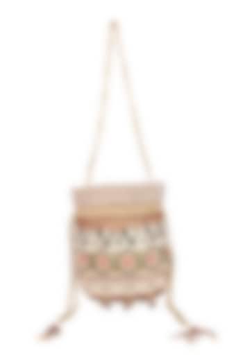 Multi-Colored Raw Silk Hand Embroidered Potli by The Purple Sack at Pernia's Pop Up Shop