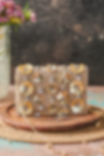 Ivory Raw Silk Hand Embroidered Handcrafted Clutch by The Purple Sack at Pernia's Pop Up Shop