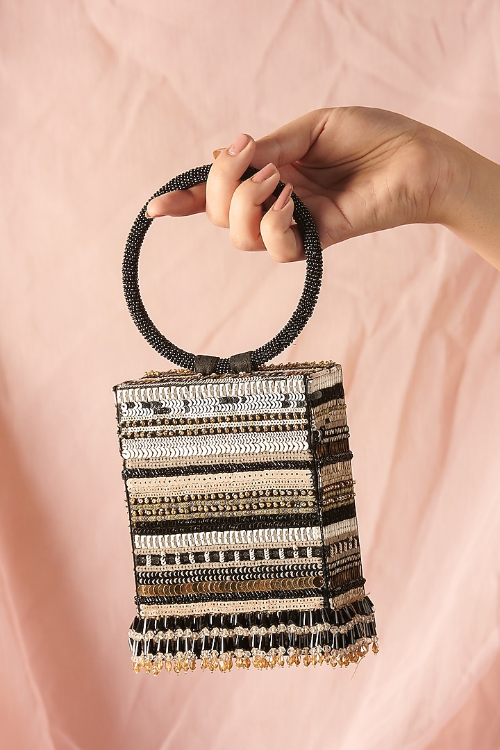 Multi-Colored Raw Silk Hand Embroidered Handcrafted Clutch by The Purple Sack at Pernia's Pop Up Shop