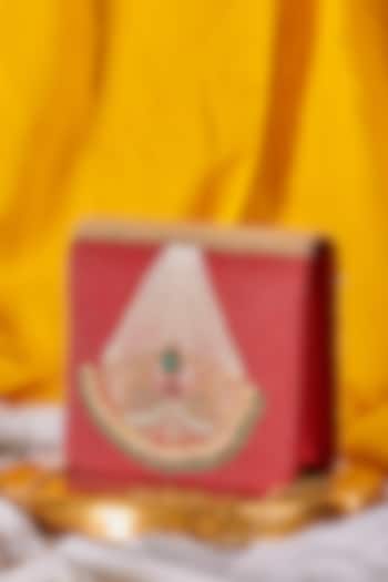 Red Raw Silk Hand Embroidered Handcrafted Clutch by The Purple Sack at Pernia's Pop Up Shop