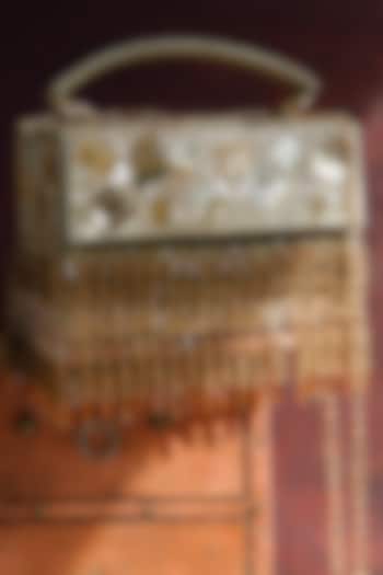 Golden Raw Silk Hand Embroidered Handcrafted Clutch by The Purple Sack at Pernia's Pop Up Shop