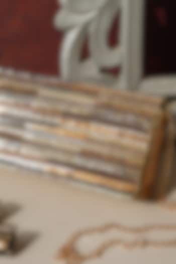 Golden Raw Silk Hand Embroidered Handcrafted Clutch by The Purple Sack at Pernia's Pop Up Shop