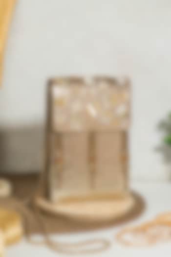 Golden Raw Silk Hand Embroidered Handcrafted Clutch by The Purple Sack at Pernia's Pop Up Shop