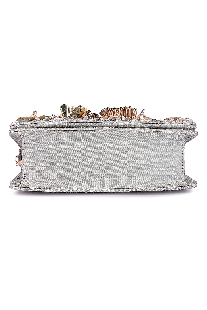 Multi-Colored Raw Silk Hand Embroidered Clutch by The Purple Sack at Pernia's Pop Up Shop
