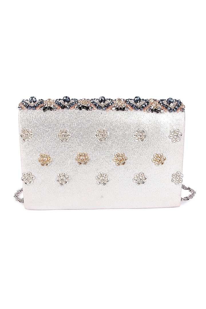 Multi-Colored Leatherite Hand Embroidered Clutch by The Purple Sack at Pernia's Pop Up Shop