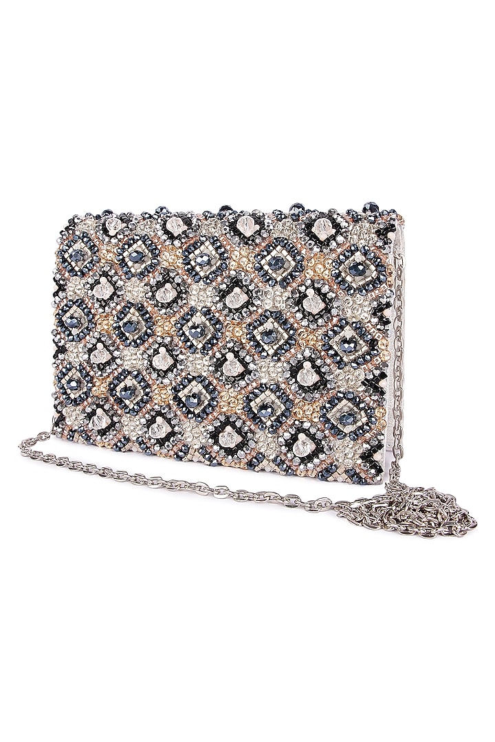 Multi-Colored Leatherite Hand Embroidered Clutch by The Purple Sack at Pernia's Pop Up Shop