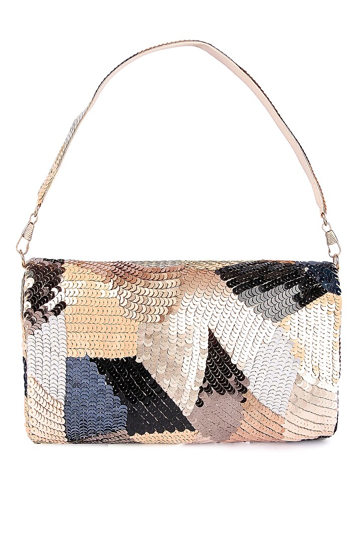 Multi-Colored Raw Silk Hand Embroidered Clutch by The Purple Sack at Pernia's Pop Up Shop