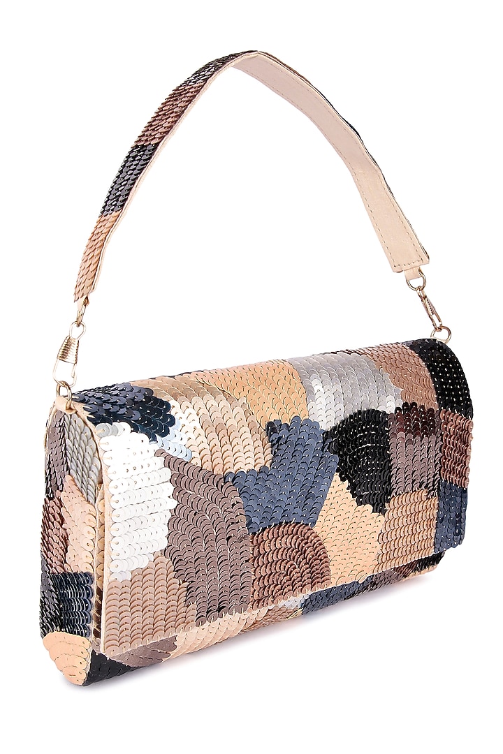 Multi-Colored Raw Silk Hand Embroidered Clutch by The Purple Sack at Pernia's Pop Up Shop