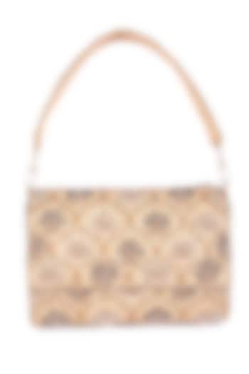 Golden Raw Silk Hand Embroidered Clutch by The Purple Sack at Pernia's Pop Up Shop